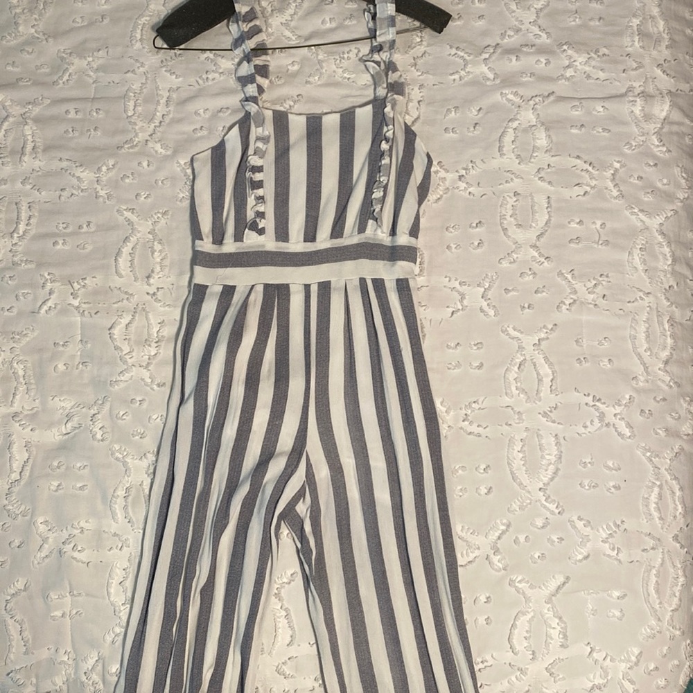 Oxford Sunday striped jumpsuit.